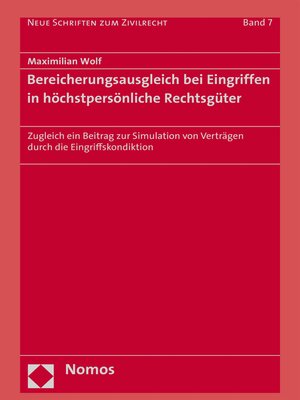 cover image of Bereicherungsausgleich bei Eingriffen in höchstpersönliche Rechtsgüter
